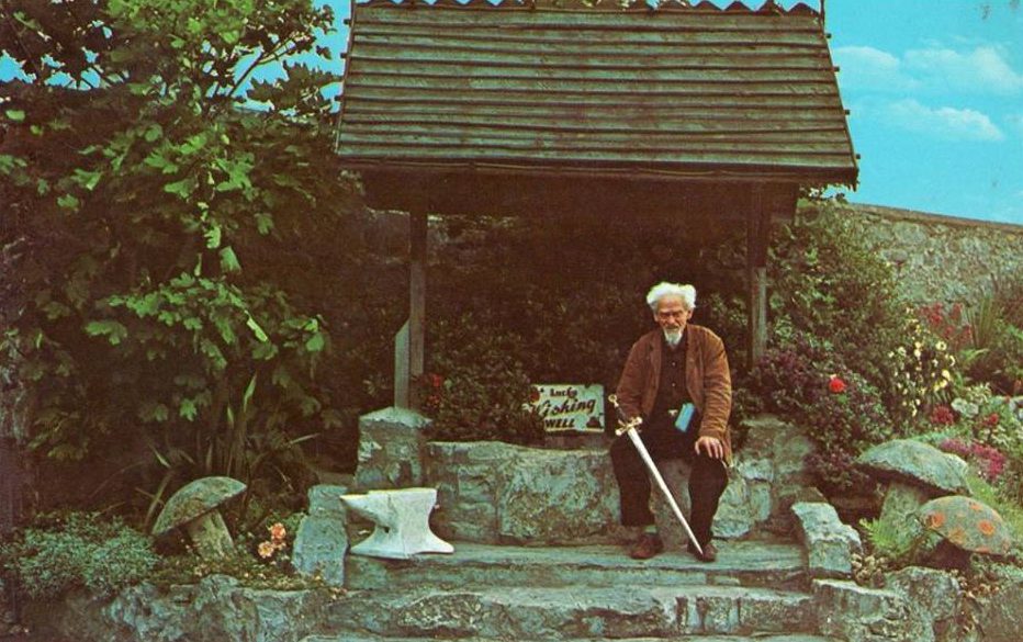 Gerald at the Witches mill sat at the wishing well