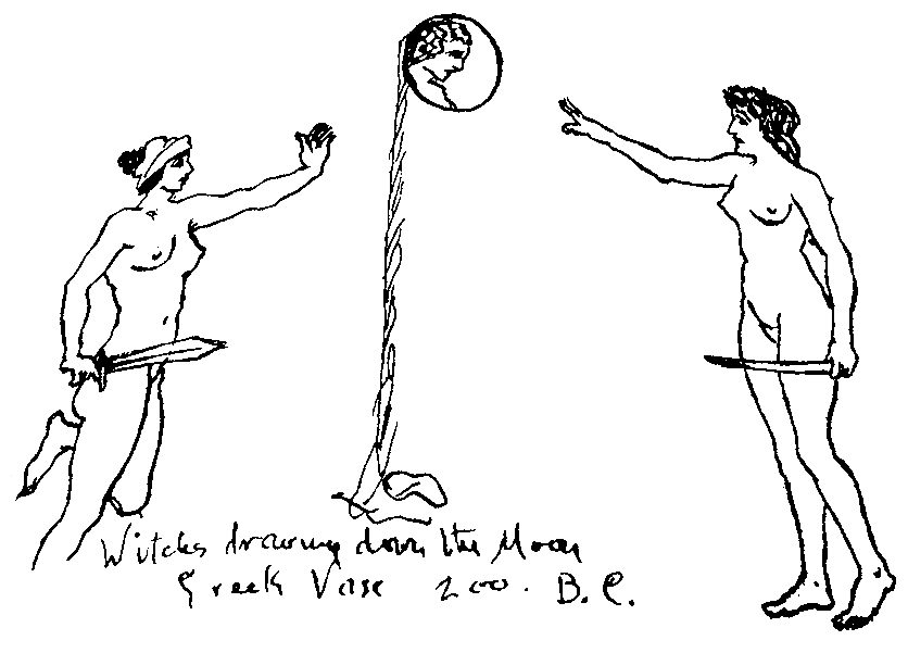 Drawing by gerald gardner of drawing down the moon